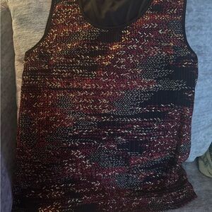 Kasper Black and Red Knit Tank Top